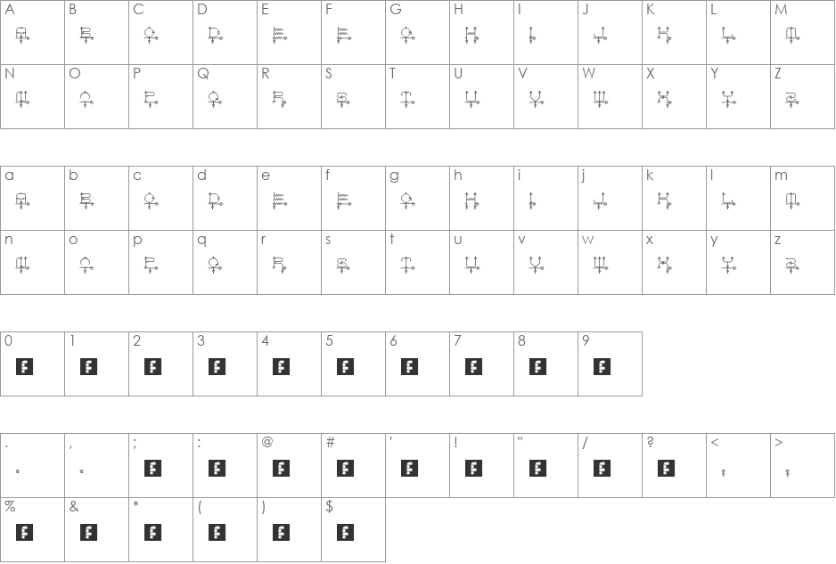 schematic font character map preview