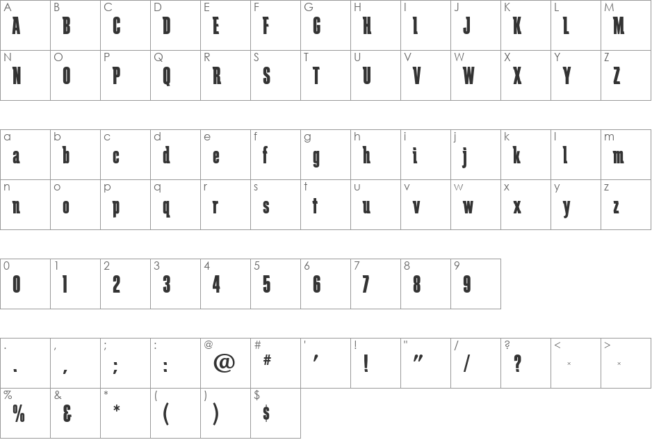 SchindlerExtraBold font character map preview