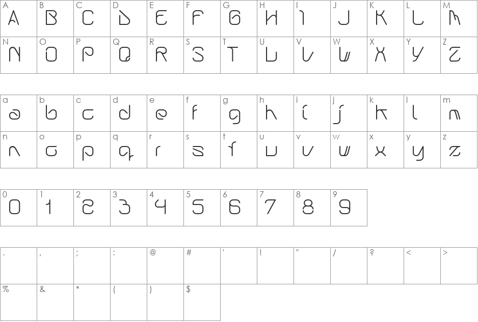 Schlangen schriftas font character map preview
