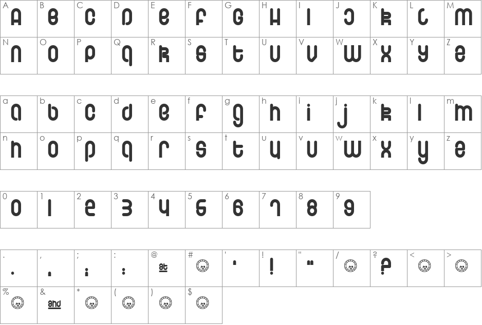 Schmotto font character map preview
