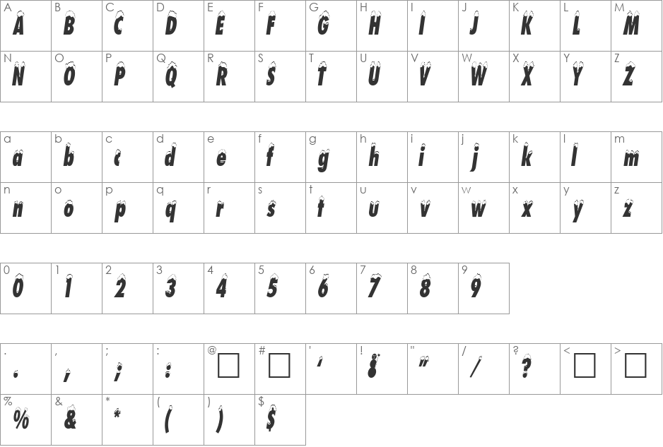 SchneehutCondensed DB font character map preview