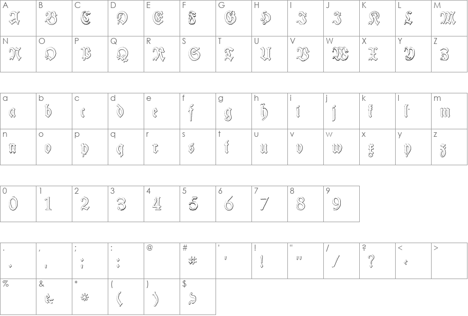 Schneider Buch Deutsch Beveled Free font character map preview