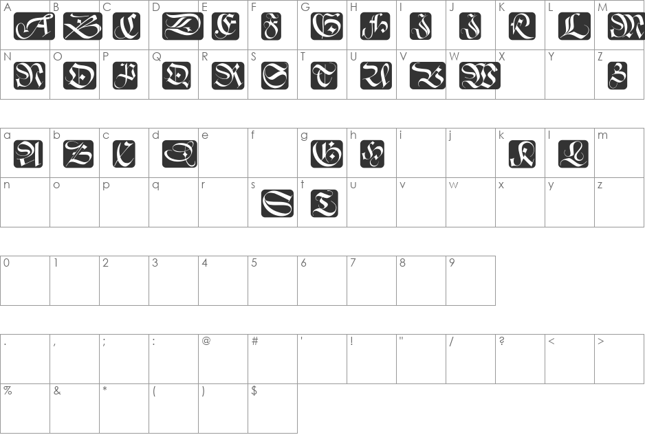 SchneidlerSolitaires font character map preview