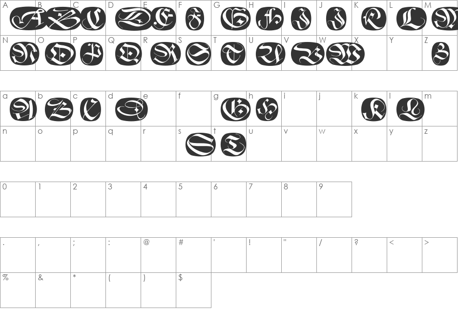 SchneidlerSolitairesRound font character map preview