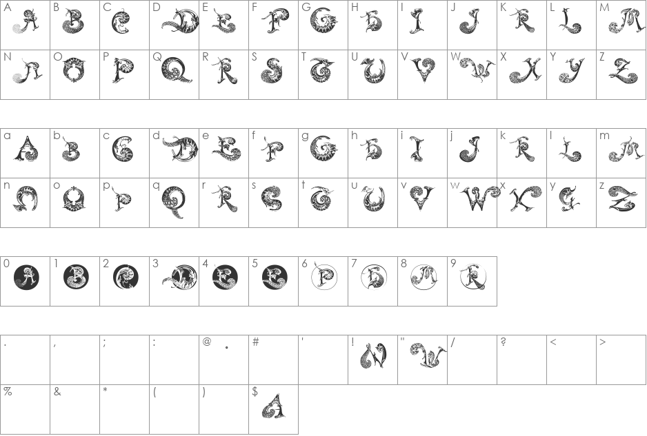SchnoerkelCaps font character map preview