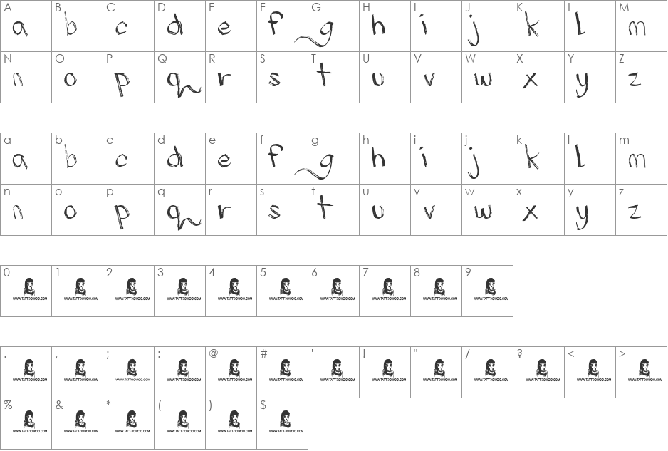 School Holiday font character map preview