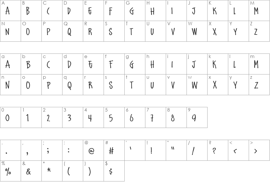 Schoolbully font character map preview