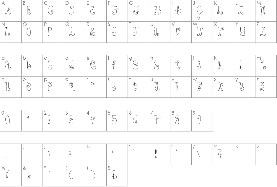 Schosszeit1 font character map preview