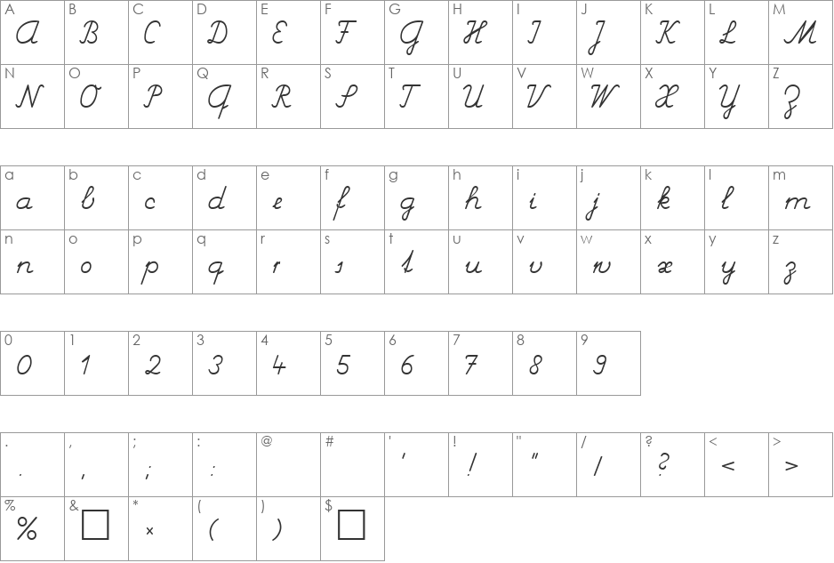 Schulschrift CH DB font character map preview