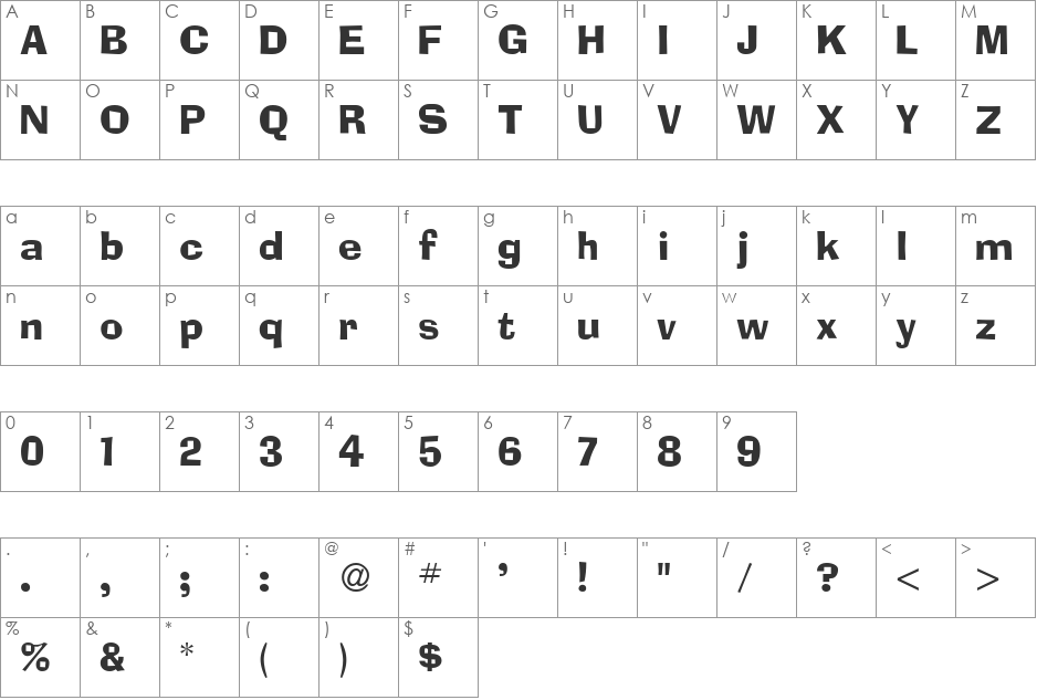 AdimesDB font character map preview