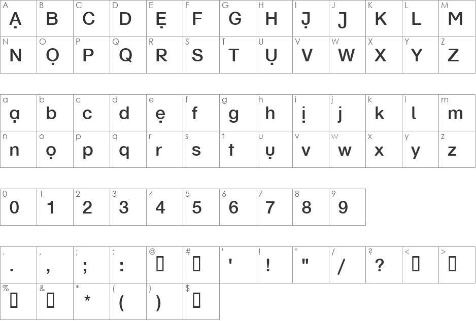 SchulVokalDotless font character map preview