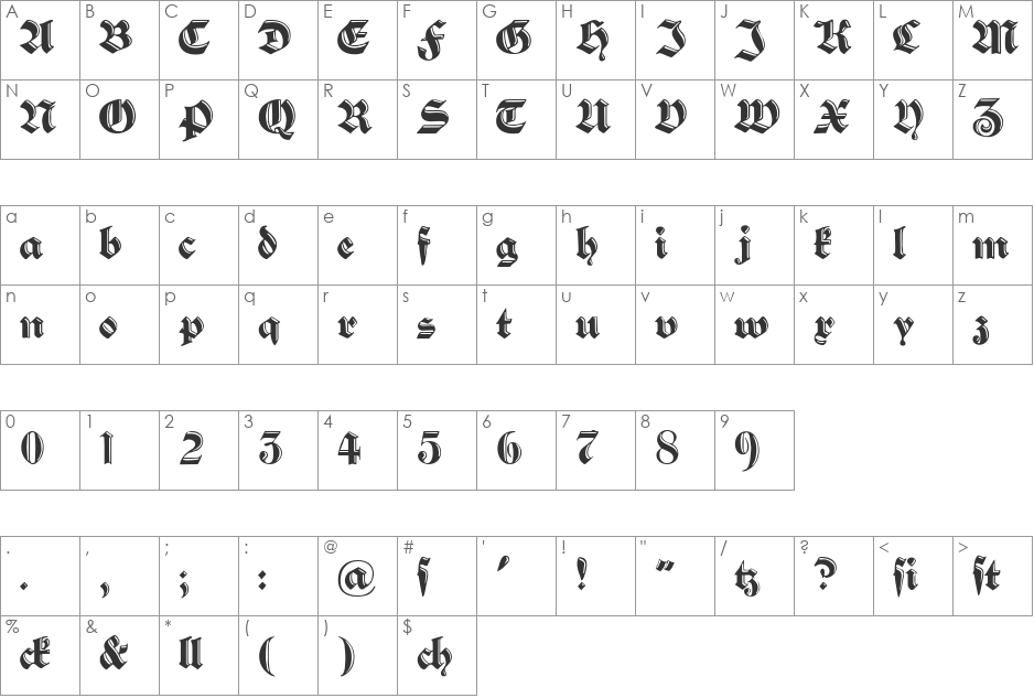 SchwabachDeko font character map preview