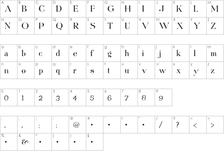 SchwingShift font character map preview
