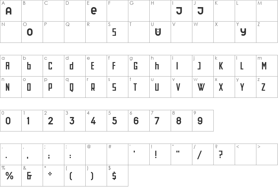 SchwittersArchiType font character map preview