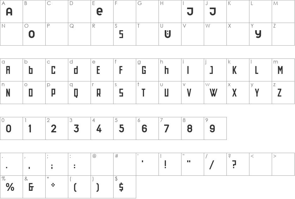 SchwittersArchiType font character map preview