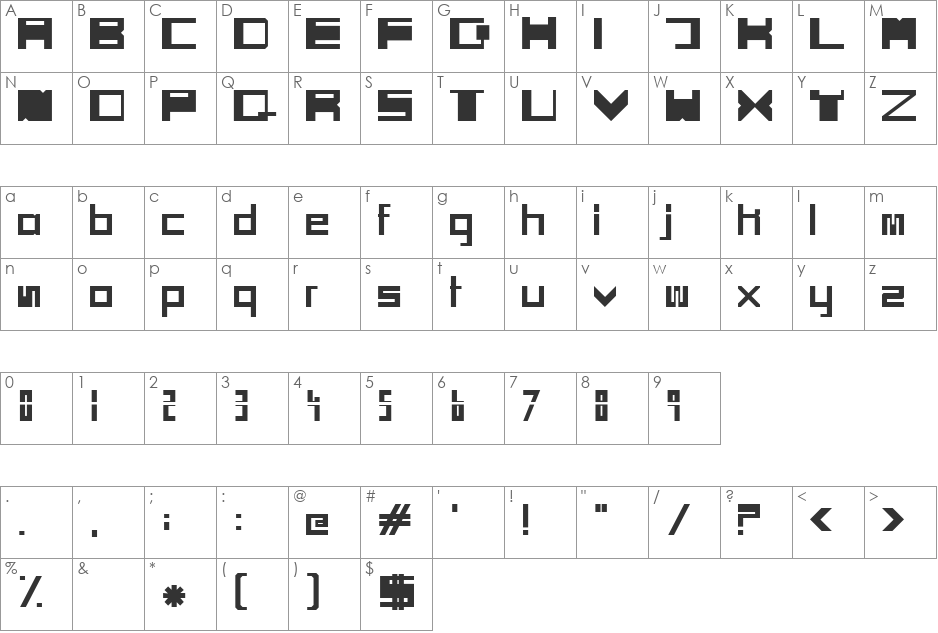SCI FI BOX font character map preview