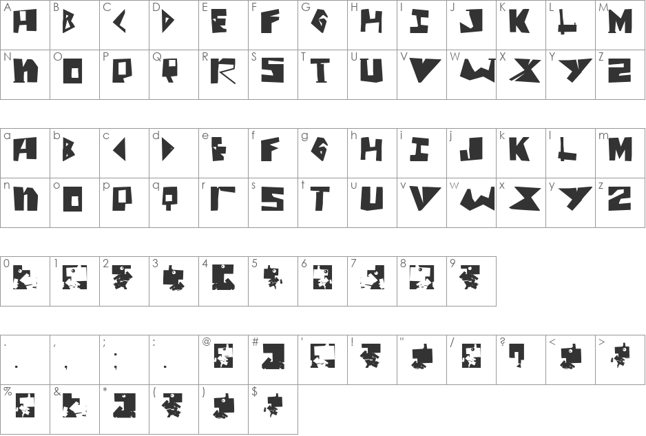 ScissorThree font character map preview