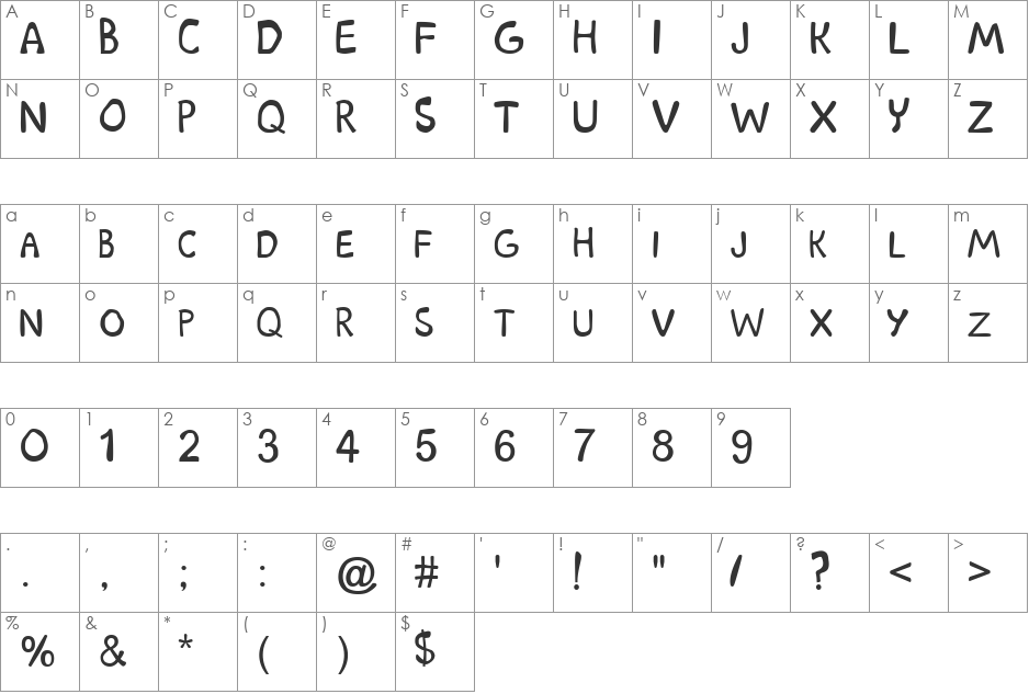Scooby Doo font character map preview