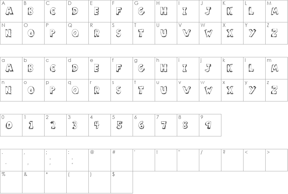 scoolar tfb font character map preview