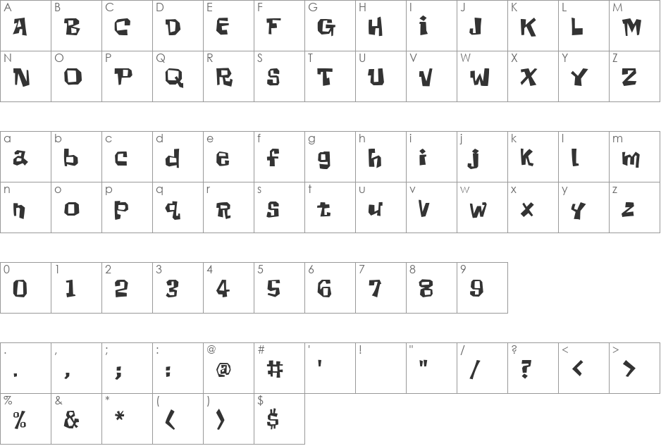 Scooter font character map preview