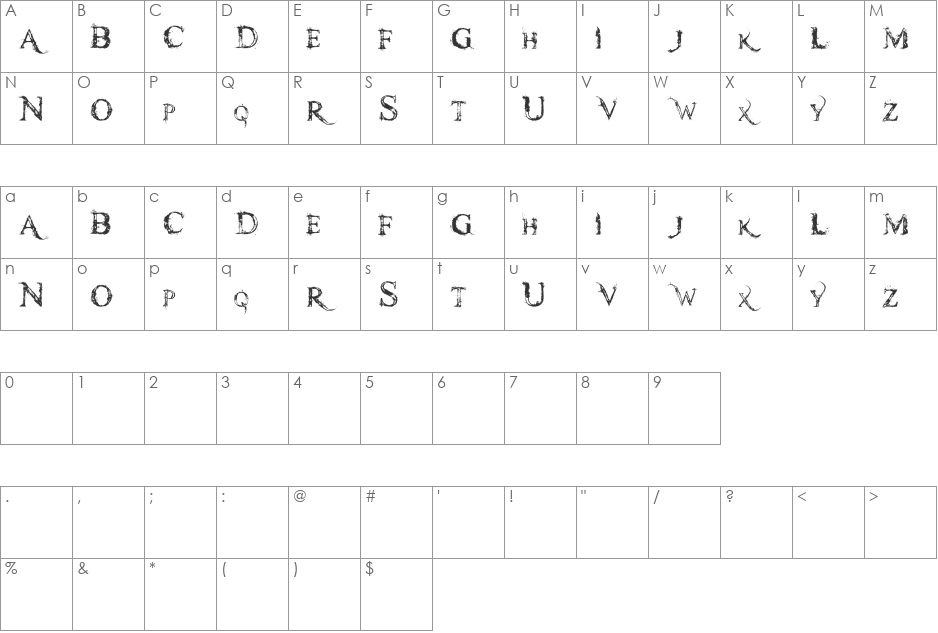 scorchflash font character map preview
