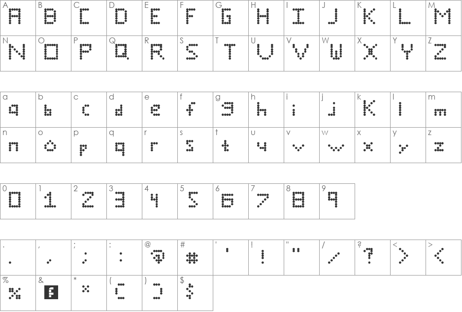 Scoreboard font character map preview