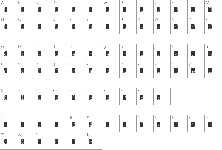 Scoreboard generic font character map preview