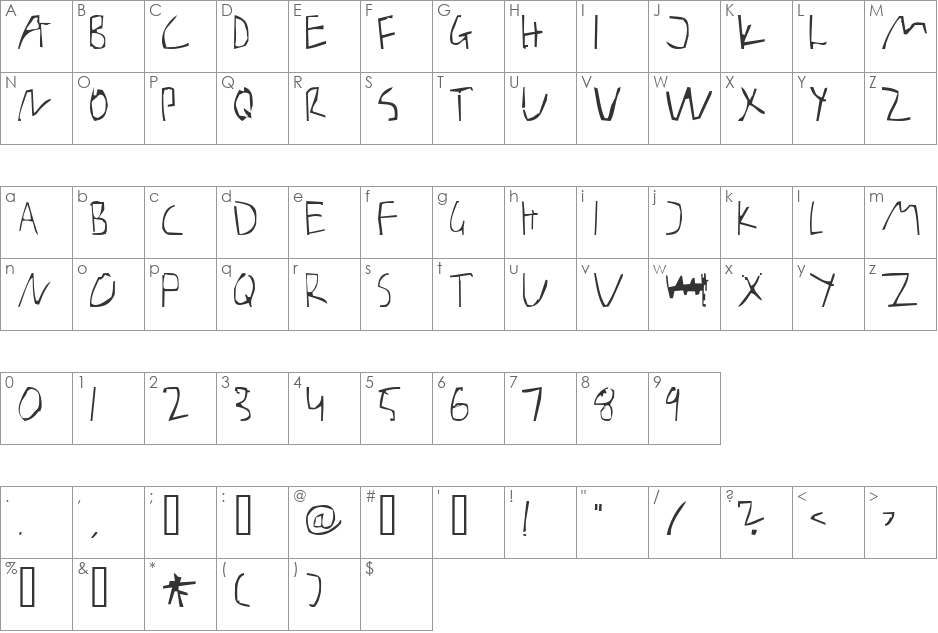 Barely Manilow font character map preview