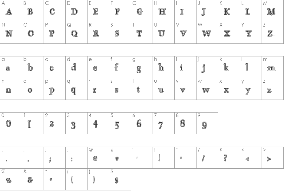 ScoriaJ font character map preview