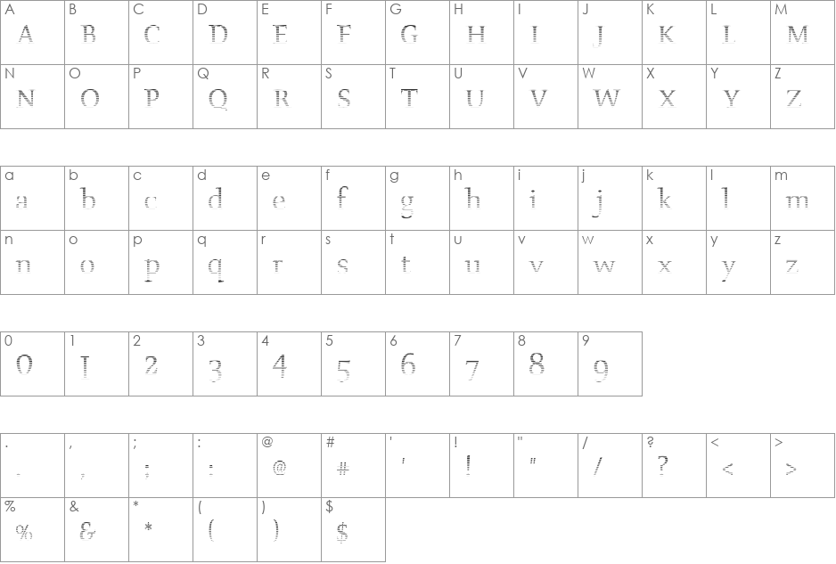 ScoriaM font character map preview