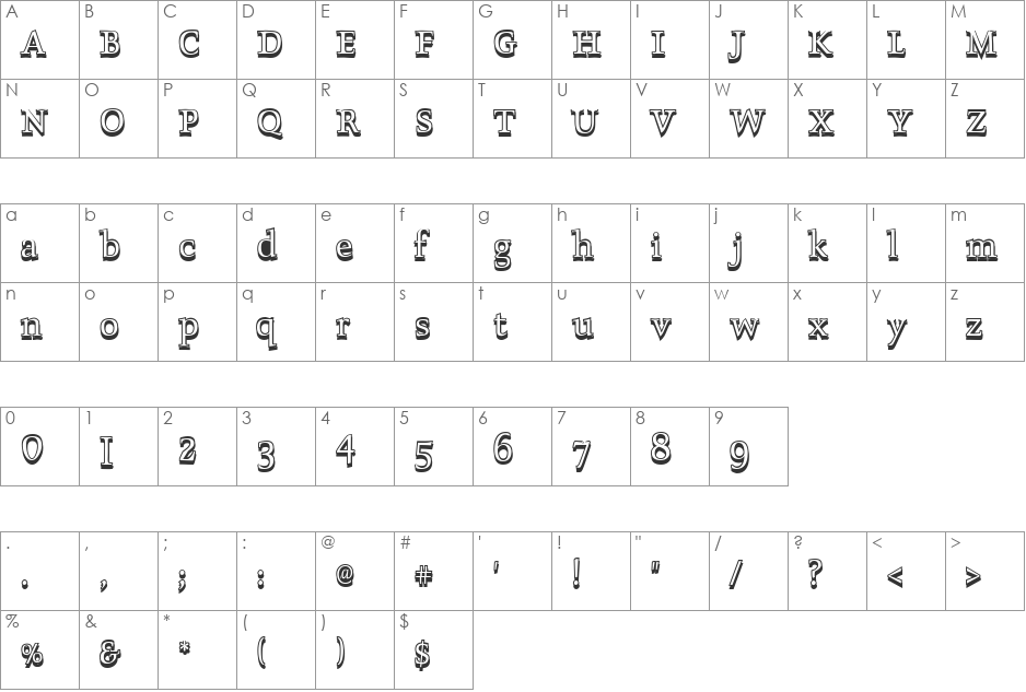 ScoriaN font character map preview