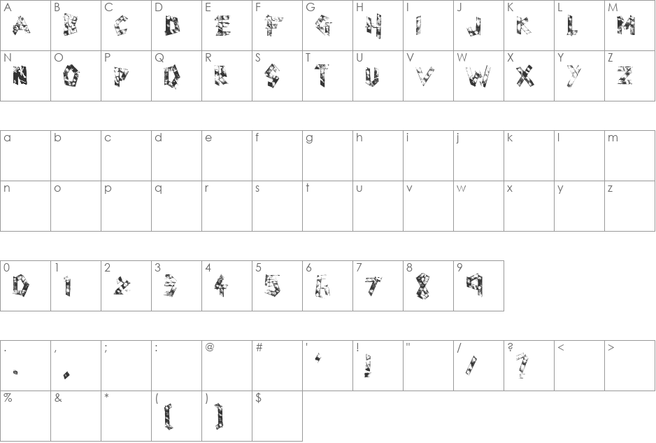 scotch taped font character map preview