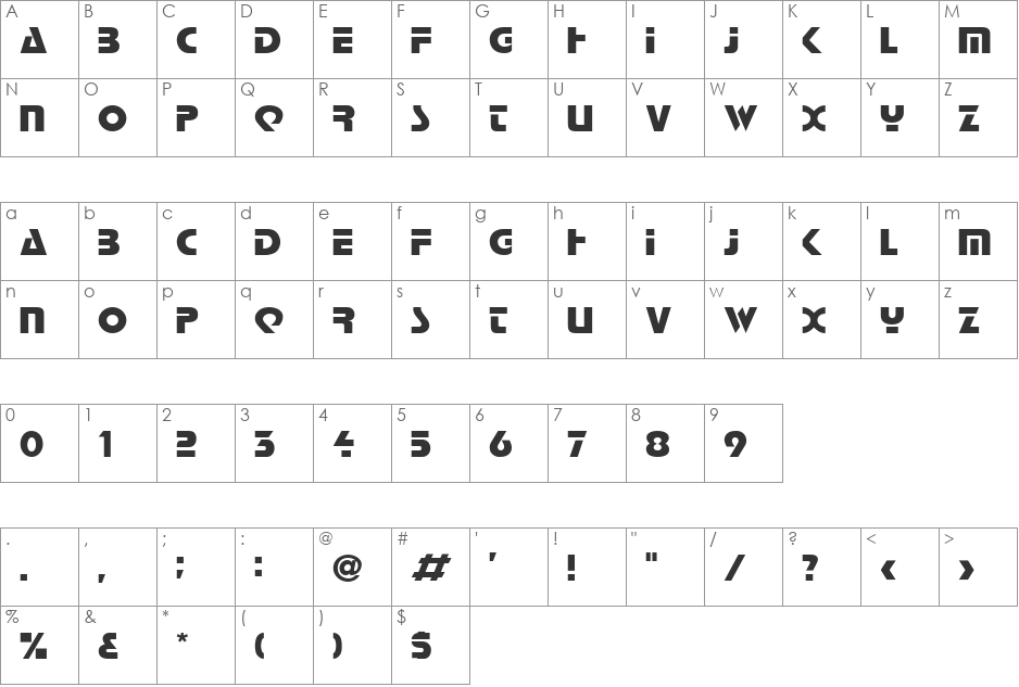 Scott font character map preview