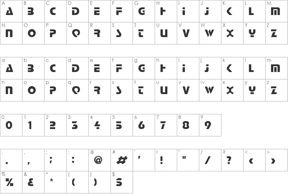 Scottsdale font character map preview