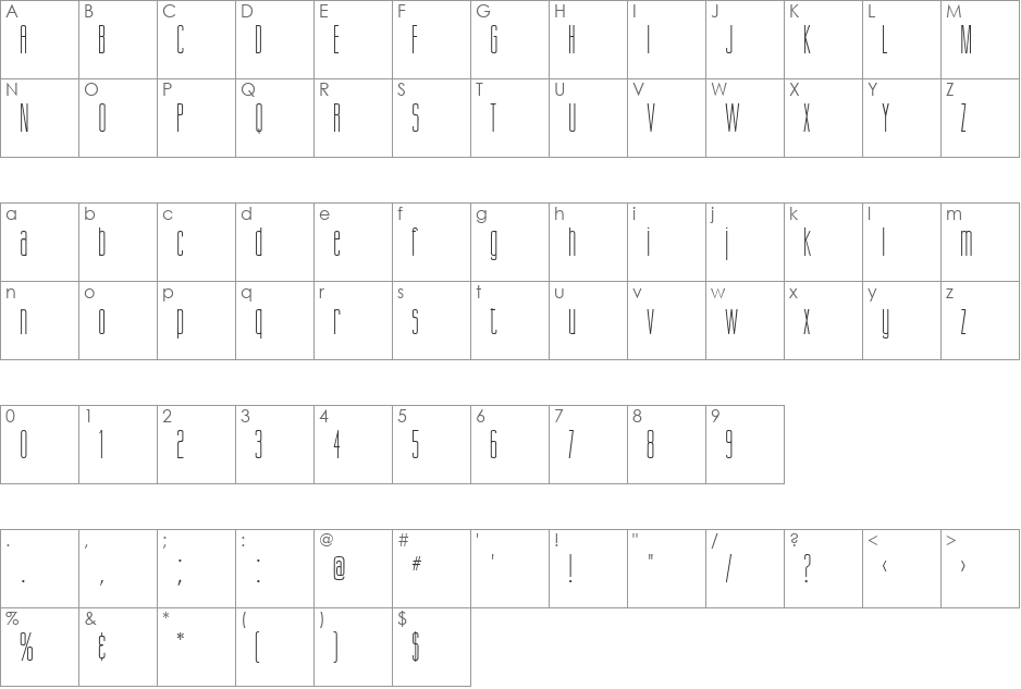 Scottsdale DB font character map preview