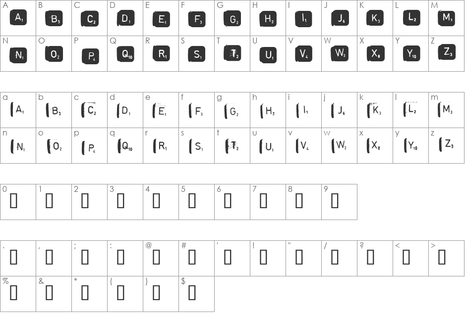 scrabble font character map preview