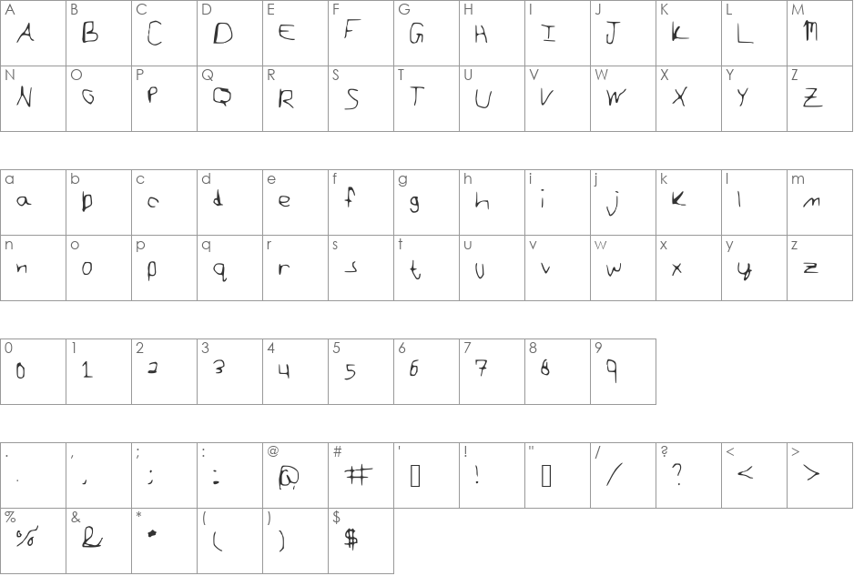Scraggletooth font character map preview