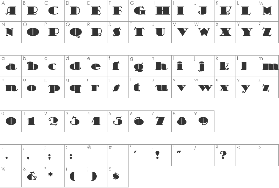 ScramGravy font character map preview