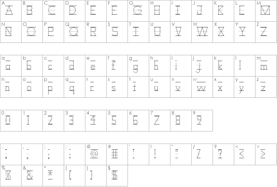 Scrap School font character map preview