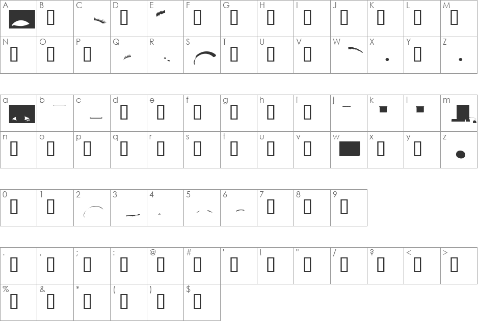 Scrapart font character map preview