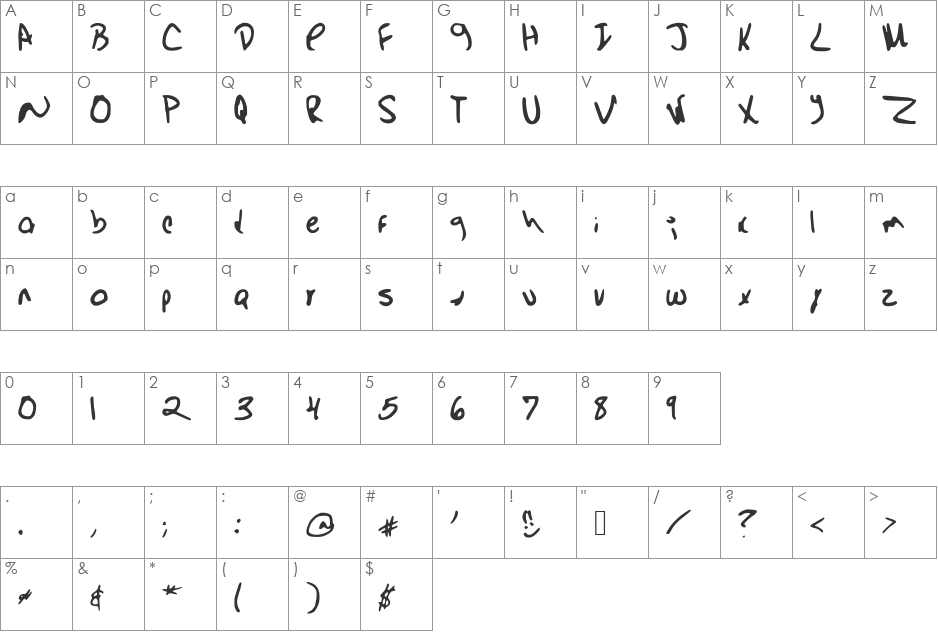 Barista_Venti font character map preview