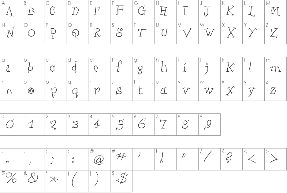 ScrapDealer font character map preview