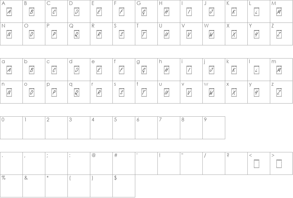 Scrape font character map preview