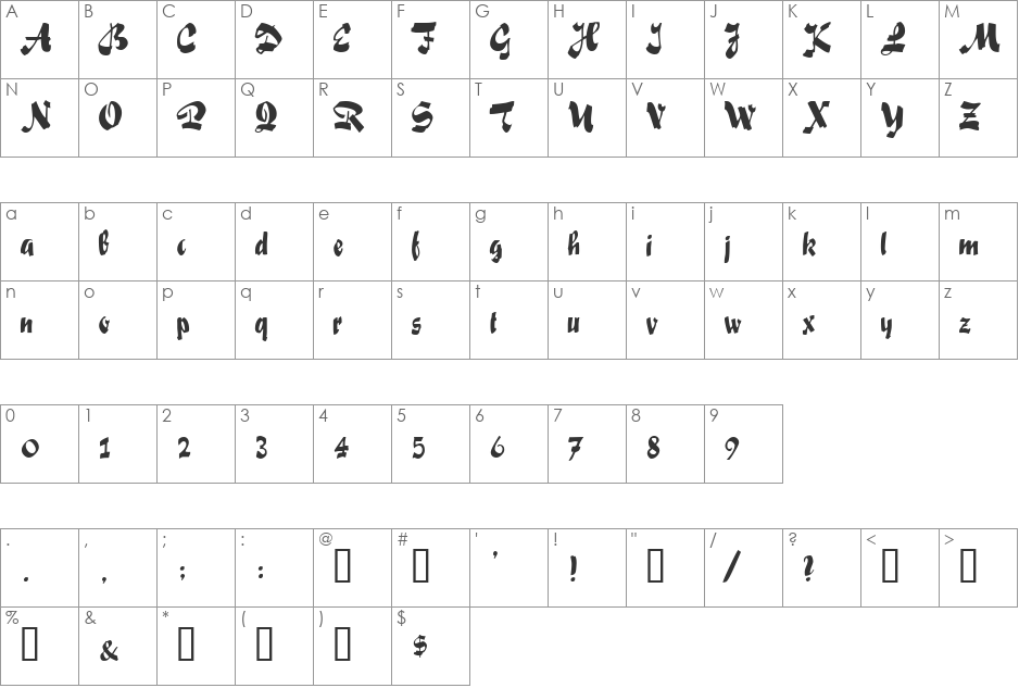 ScraperSSi font character map preview