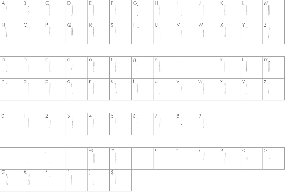 Scrapes font character map preview