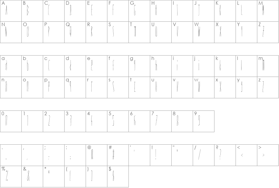 Scrapes font character map preview