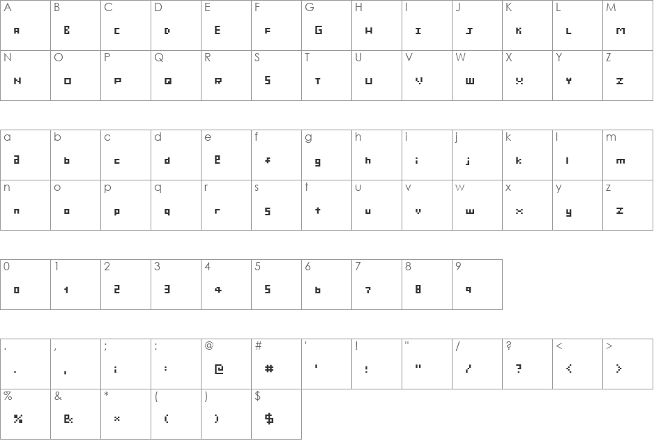 scrappy dot font character map preview