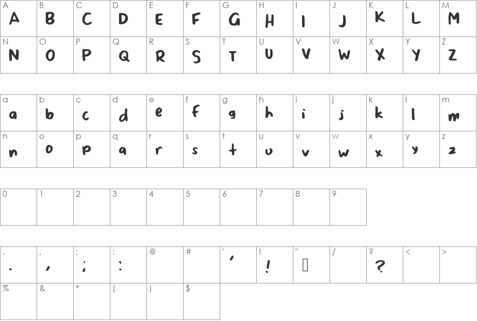 Scrappy Le Doot font character map preview