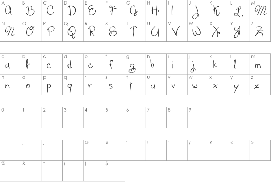 Scrappy looking demo font character map preview