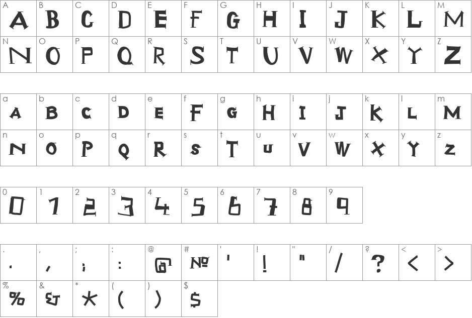 ScrapTiqua font character map preview